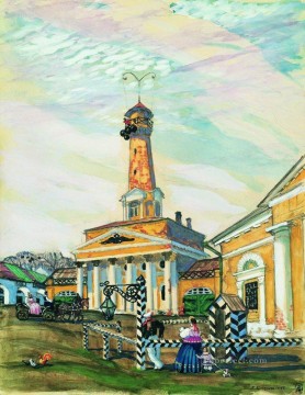  Kustodiev Lienzo - plaza en krutogorsk 1915 Boris Mikhailovich Kustodiev